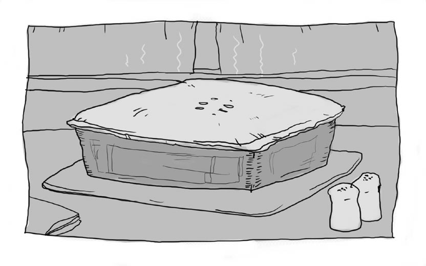 17 Drawings: Illustration 15: Hot Chicken Pot Pie for Dinner