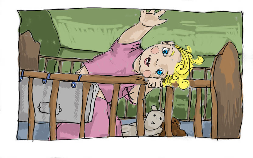 17 Drawings: Illustration 6: Toddler Ingrid Wakes Up in the Morning