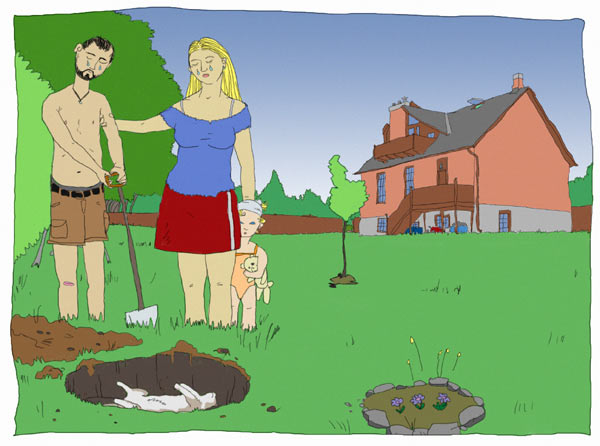 Goodbye to Kitty: Illustration 7: Clem the Cat's Burial at the Old Schoolhouse