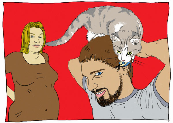 Goodbye to Kitty: Illustration 8: Clem the Cat and Papa and Mama with a Baby in her Belly