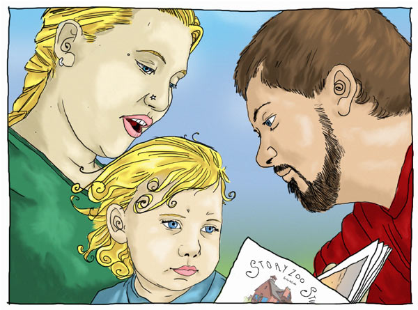 Goodbye to Kitty: Illustration 13: Our Family Reading This Book Together